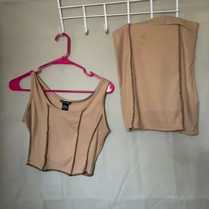 2 piece skirt set tan size M